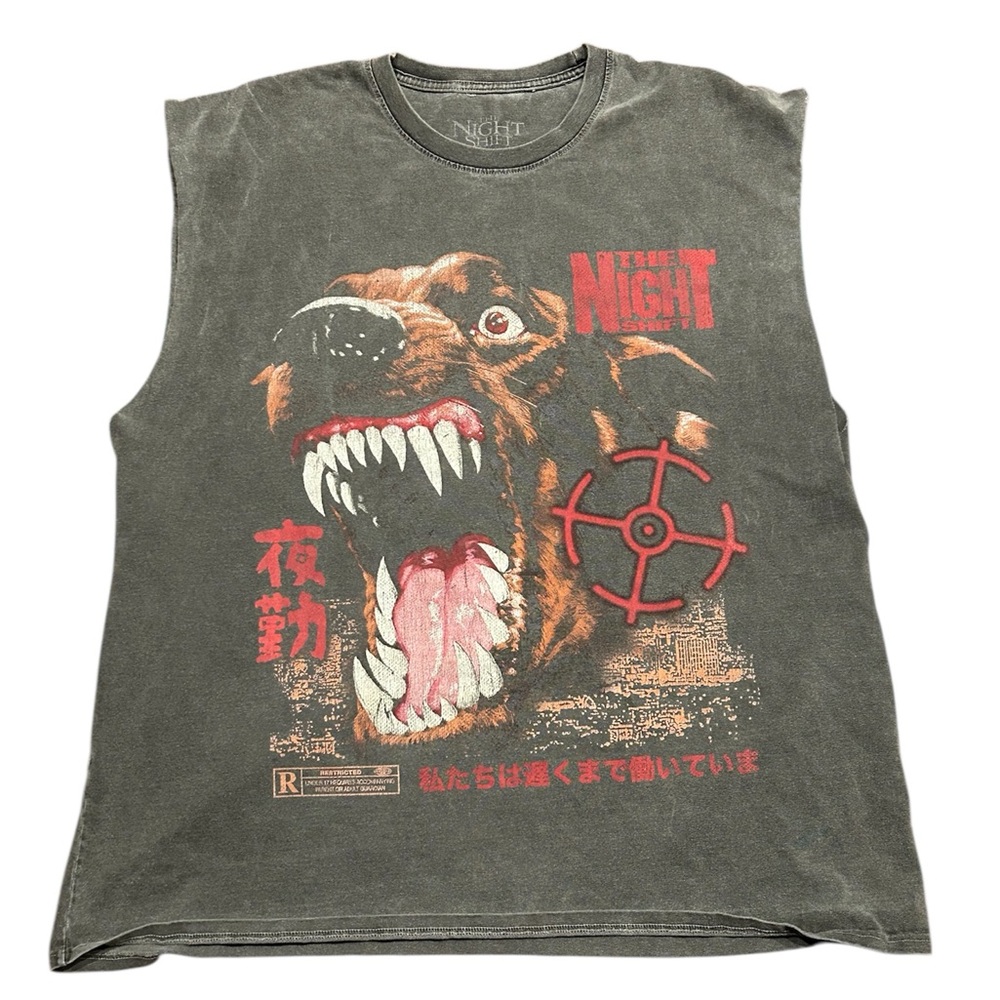 The Night Shift Men’s Horrorcore Rabid Dog Sleeveless Muscle Graphic Tee Size XL